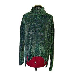 Marled Reunited Womens Sweater Size Large Turtleneck Zipper Back Hi Low …